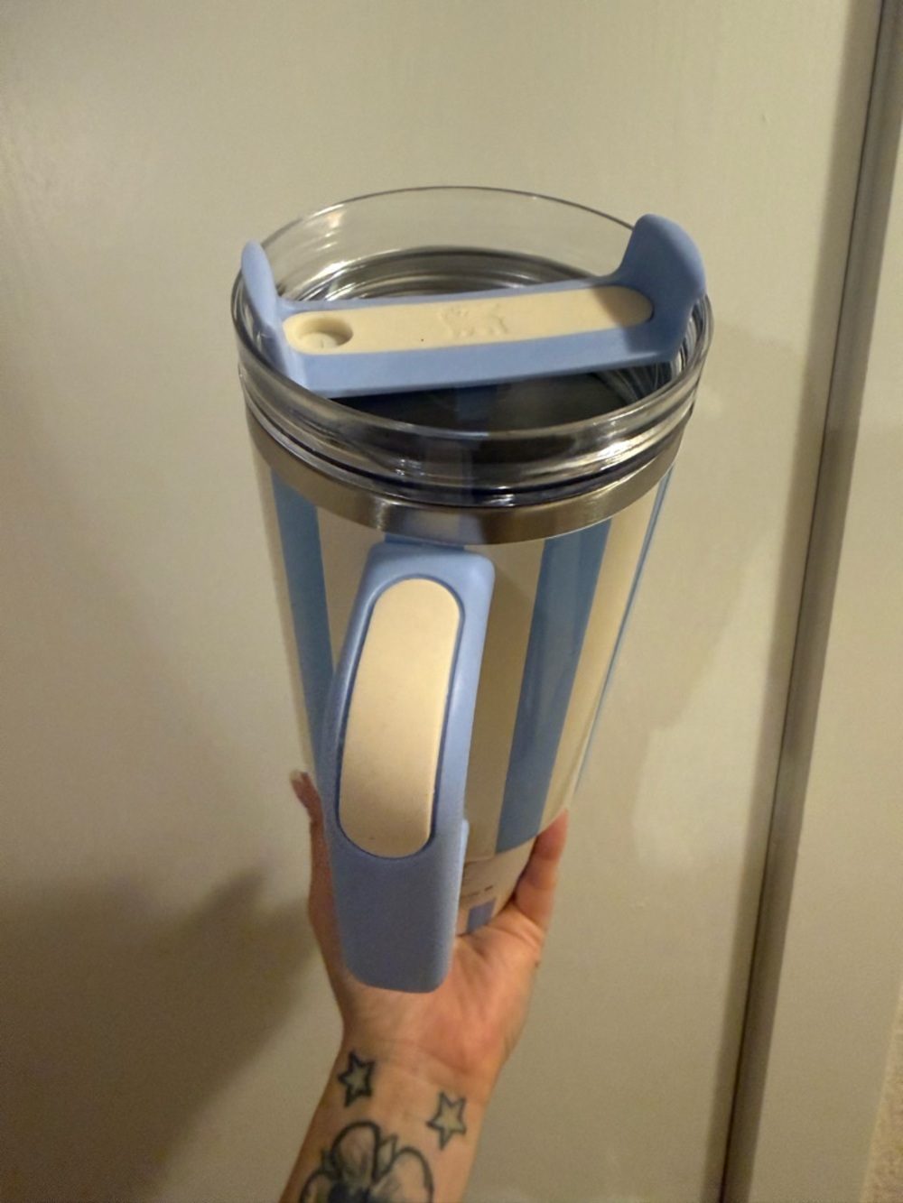 Stack.. 2 items. Stanley Light Blue and Cream Striped Mug with Handle - Picture 5 of 6